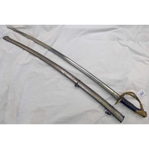 1181 - FRENCH MODEL 1822 LIGHT CAVALRY OFFICERS SWORD MARKED CHATELLERAULT WITH INDISTINCT DATE, 90 CM LONG... 