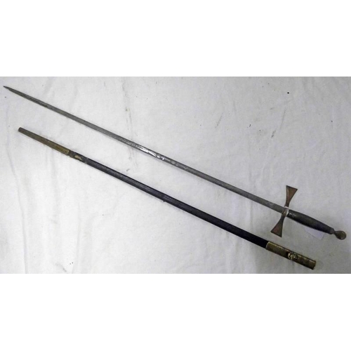 1191 - MASONIC COURT SWORD WITH 71.5CM LONG ETCHED BLADE WITH ITS SCABBARD