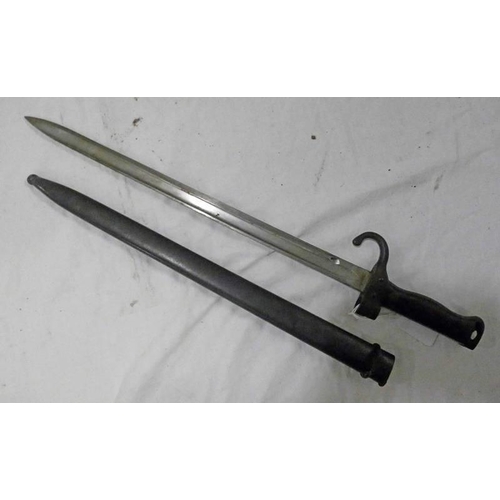 1206 - FRENCH 1892 BAYONET WITH 40CM LONG BLADE WITH ITS SCABBARD