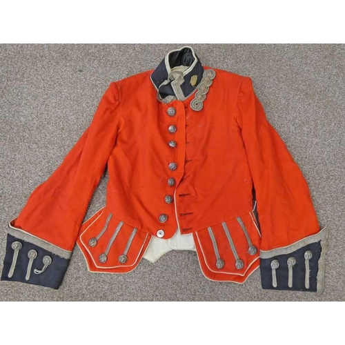 1208 - TERRITORIAL SCOTTISH RED DOUBLET JACKET, WHITE METAL CROWNED THISTLE BUTTONS SIMILAR TO THOSE WORN B... 