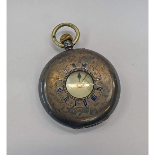 124 - SILVER CASED HALF HUNTER POCKET WATCH WITH WORKS MARKED EDWARDS TO THE KING AND THE ADMIRALTY LONDON... 