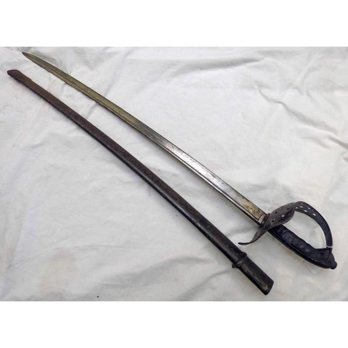 1241 - AUSTRIAN MODEL 1904 TROOPERS SWORD WITH 86 CM LONG PIPE BACKED BLADE BY ZEITLER OF VIENNA, PIERCED G... 