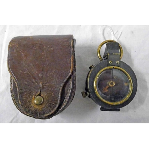 1299 - WORLD WAR ONE VERNERS STYLE COMPASS IN IT'S LEATHER CASE