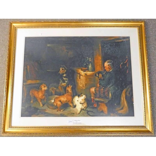 1314 - SIR EDWIN LANDSEER HIGHLAND MUSIC GILT FRAMED PRINT 88.5 X 66 CM