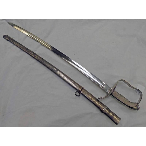 1325 - AUSTRIAN INFANTRY OFFICERS SHORT MODEL SWORD WITH 75 CM LONG BLADE, PLATED CHARACTERISTIC HILT, WIRE... 