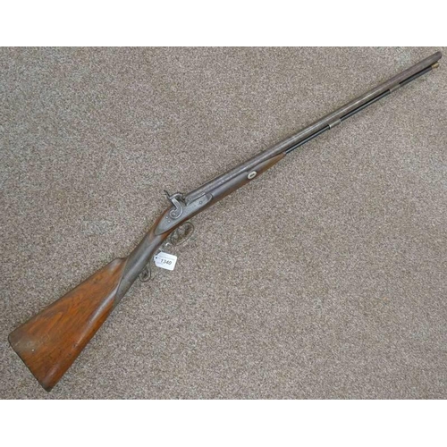 1340 - 12-BORE PERCUSSION DOUBLE BARREL SPORTING GUN POSSIBLY BY WEST OF LONDON, 72.5CM LONG TWIST SIGHTED ... 