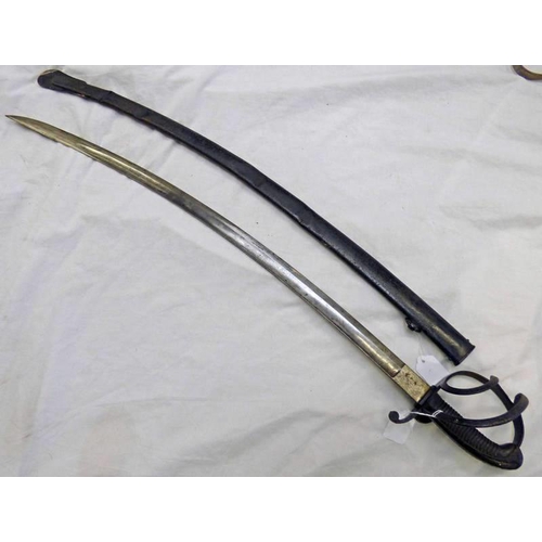 1342 - GERMAN MADE CAVALRY TROOPERS SWORD WITH 84CM LONG CURVED BLADE BY CLEMEN & SON, SOLIGEN, BLADE ETCHE... 