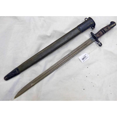 1346 - US MODEL 1913 PATTERN BAYONET BY REMINGTON, DATED 9,17 WITH ''43 CM '' LONG BLADE WITH ITS SCABBARD