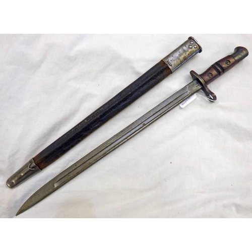 1360 - US MODEL 1913  PATTERN BAYONET BY REMINGTON, DATED 12.16 WITH 43CM LONG BLADE WITH ITS SCABBARD