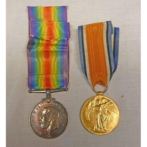 1371 - PAIR OF WORLD WAR ONE MEDALS TO 414395 SPR J D ORR ROYAL ENGINEERS