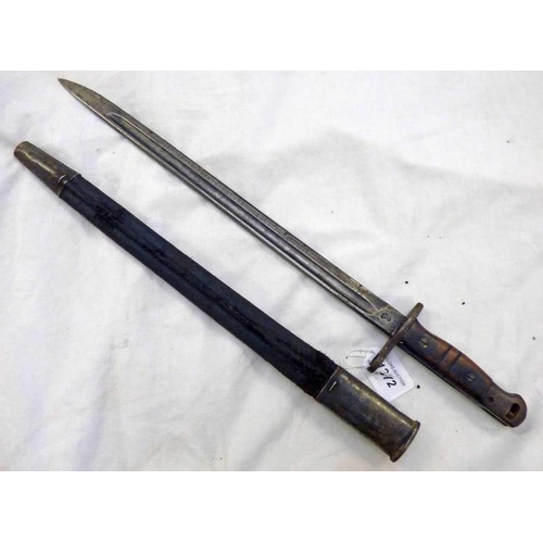 1372 - US MODEL 1917 PATTERN BAYONET WITH INTERESTING MARKINGS AND ''W'' MAKERS MARK, 42.7 CM LONG BLADE WI... 