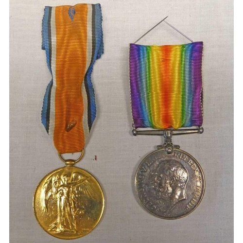 1377 - PAIR OF WORLD WAR ONE MEDALS TO S-25206 PTE A PEASTON ROYAL HIGHLANDERS