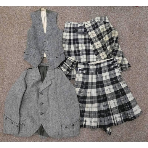 1379 - 2 CHILDS TARTAN KILTS & A TWEED KILT JACKET & WAISTCOAT