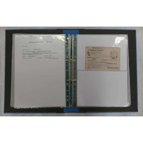 1385 - FOLDER CONTAINING THREE WORLD WAR TWO PRISONER OF WAR LETTERS TOGETHER WITH OTHER PRISONER OF WAR IN... 