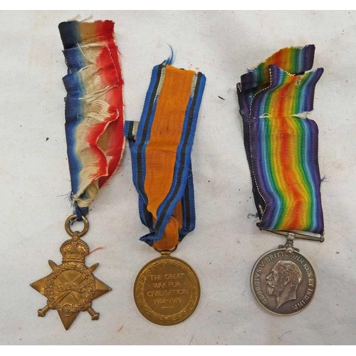 1406 - WORLD WAR ONE MEDAL TRIO TO A S4-109423 PTE. J JACKSON A.S.C