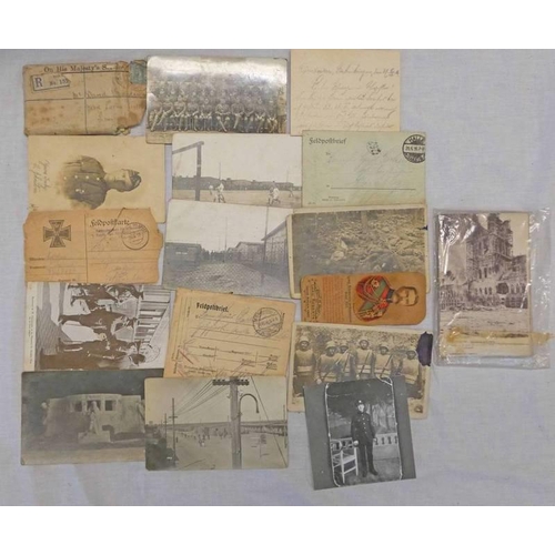 1446 - SELECTION OF WORLD WAR ONE POSTCARDS, ETC TO INCLUDE PHOTOGRAPH OF 2/6TH BATT MANCHESTER REGT., GERM... 