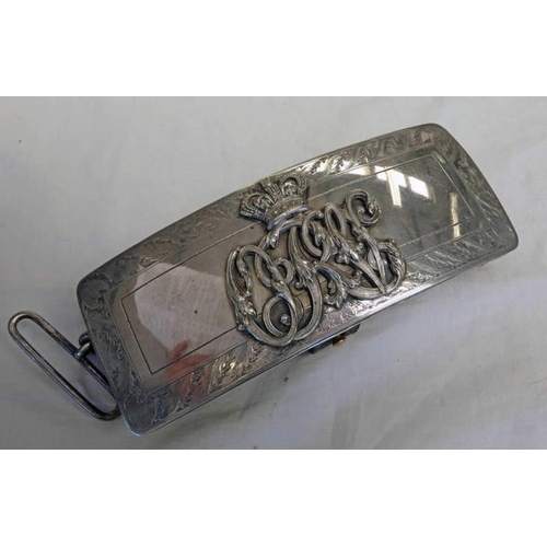 1448 - 19TH CENTURY WHITE METAL MOUNTED OFFICERS SHOULDER BELT POUCH FOR THE OXFORD VOLUNTEER RIFLES