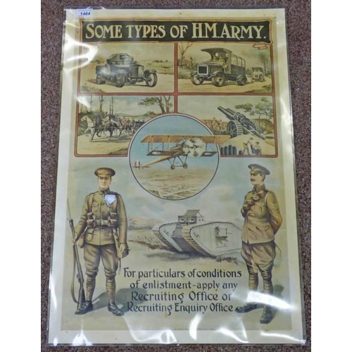 1464 - REPRODUCTION POSTER: 'SOME TYPES OF HM ARMY', 75CM X 51CM