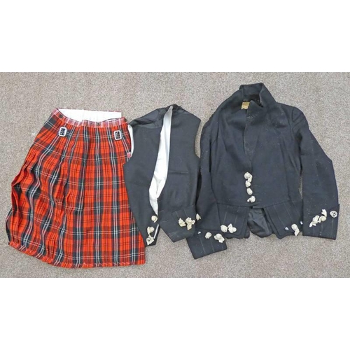 1474 - RED RAMSAY TARTAN KILT, MACDOUGALL & CO LTD KILT JACKET AND A MATCHING WAISTCOAT