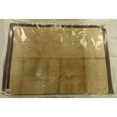 1476 - WORLD WAR ONE MAP OF GOUZEAUCOURT WITH TRENCHES PRINTED IN DARK RED, 2-12-17