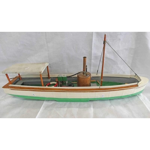 1493 - MODEL BOAT AFRICAN QUEEN WITH COPPER BOILER, 78CM LONG