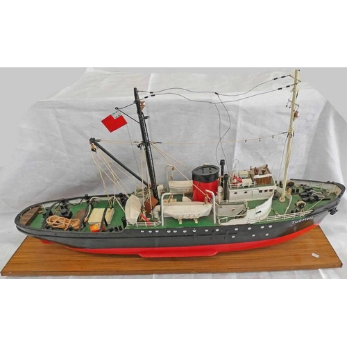 1494 - MODEL BOAT, TURMOIL ON STAND 109CM LONG