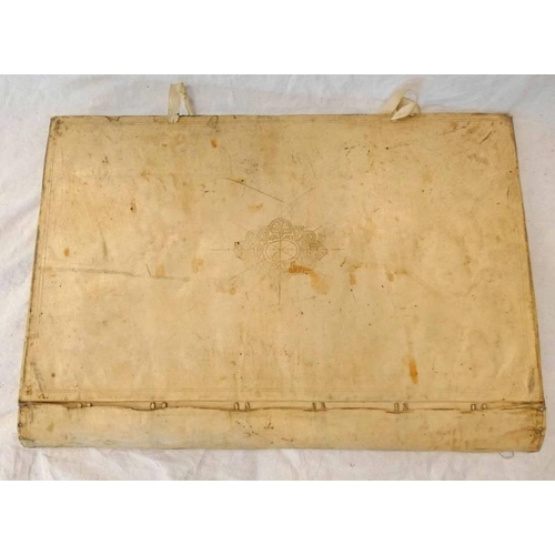 1524 - VELLUM COVERED JOTTER WITH IMPRESSED MARKS