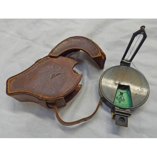 1540 - MAJOR HUTCHINSONS IMPROVED COMPASS IN LEATHER CASE