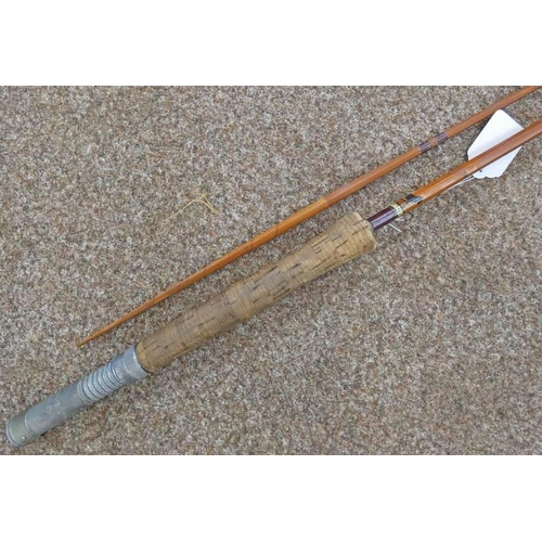 1597 - JS SHARPE ABERDEEN 2 PIECE SPLICED CANE ROD, ''SCOTTISH'' IMPREGNATED 9' # 6-7 IN A ROD BAG