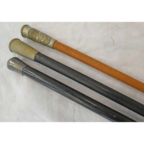 1603 - SWAGGER STICKS TO INCLUDE HENRY TRACEY AND SONS, LONDON HALLMARK SILVER TIPPED STICK, MILL HILL SCHO... 