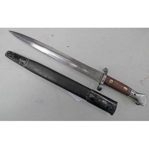 1617 - P1888 SECOND PATTERN BAYONET WITH 30CM LONG BLADE BY ENFIELD IN SCABBARD