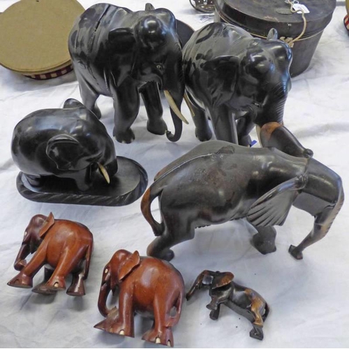 1631 - SELECTION OF HARDWOOD ELEPHANTS AND A PRIMUS STOVE