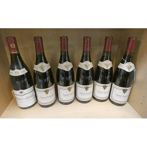 2059 - 6 BOTTLES OF RED WINE : 5 BOTTLES SAINT JOSEPH 1990 & 1 BOTTLE HONORE LAVIGNE DE BEAUNE VILLAGES 199... 