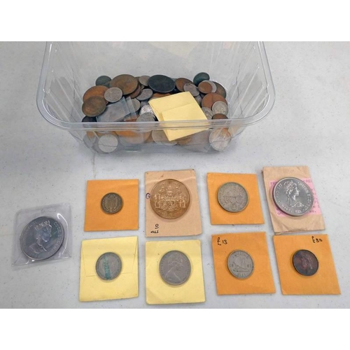 2405 - SELECTION OF VARIOUS WORLDWIDE COINAGE 1826 GEORGE IV PENNY, 1733 GEORGE II HALF PENNY, 1977 JERSEY ... 