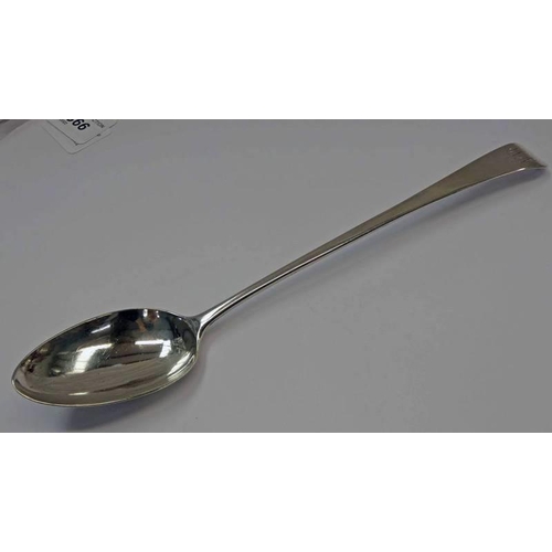 28 - GEORGE III SILVER BASTING SPOON BY JONATHAN PERKINS, LONDON 1796