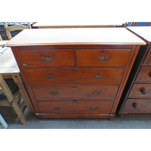 5017 - 19TH CENTURY WALNUT CHEST OF 2 SHORT OVER 3 LONG DRAWERS WIDTH 106 CM X HEIGHT 106 CM