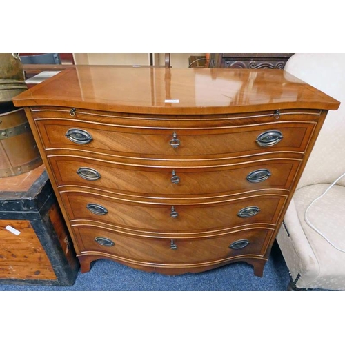 5036 - WALNUT CHEST OF 4 GRADUATED DRAWERS WITH SERPENTINE FRONT ON BRACKET SUPPORTS, WIDTH 92CM X HEIGHT 8... 