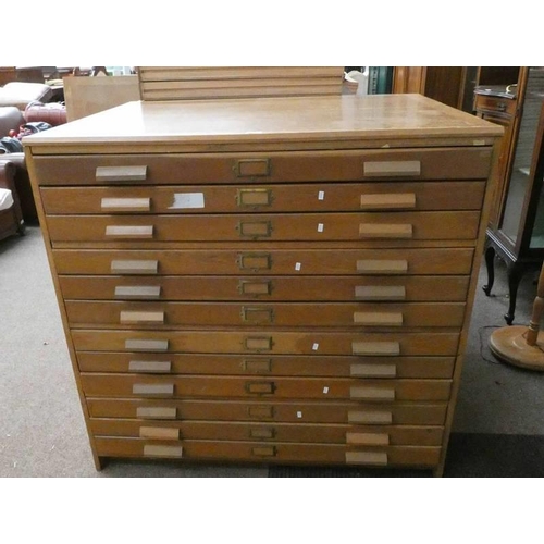 5038 - MID 20TH CENTURY OAK PLAN CHEST OF 12 DRAWERS.  WIDTH 114CM X DEPTH 90CM X HEIGHT 111CM - IN KIT FOR... 