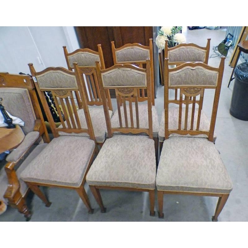 5039 - SET OF 6 LATE 19TH CENTURY OAK DINING CHAIRS ON SQUARE SUPPORTS