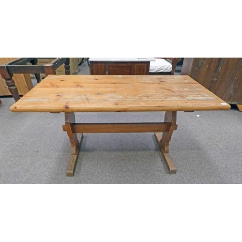 5049 - PINE REFECTORY STYLE TABLE  LENGTH 147 CM