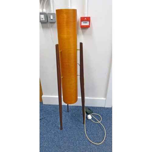 5059 - MID 20TH CENTURY ROCKET LAMP WITH SPUN FIBRE GLASS SHADE ON TEAK SUPPORTS