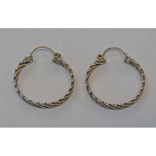 69 - PAIR OF 9CT GOLD MESH LINK HOOP EARRINGS - 3.8G