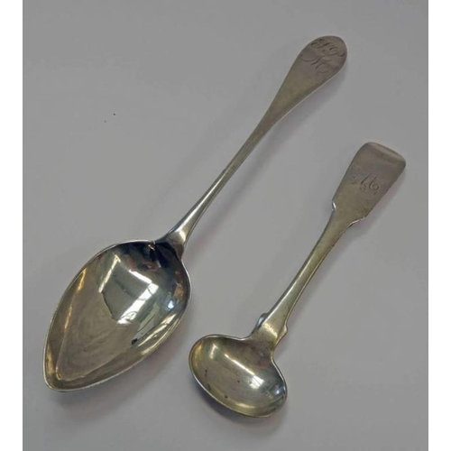 71 - EARLY 19TH CENTURY SCOTTISH PROVINCIAL SILVER TEASPOON BY LINDSAY LUKE OF PAISLEY CIRCA 1810 & SILVE... 