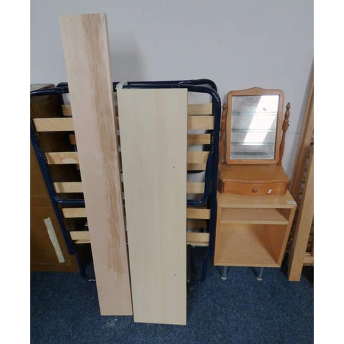 100 - FOLDING BEDFRAME, SMALL OPEN BOOKCASE, ETC