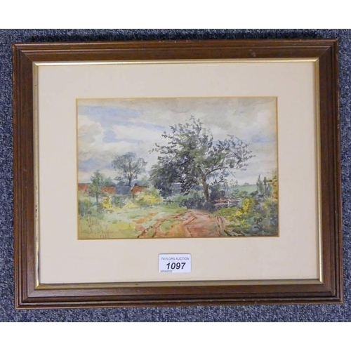 1097 - JANE SPINDLER,  LANDSCAPE,  SIGNED,  FRAMED WATERCOLOUR,  16.5 X 23.5 CM