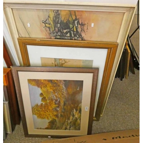 1106 - SELECTION OF FRAMED PICTURES TO INCLUDE WATERCOLOURS, OIL PAINTINGS INCLUDES OIL PAINTING OF A RIVER... 