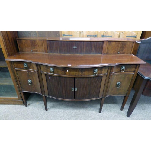 111 - 19TH CENTURY STYLE MAHOGANY SIDEBOARD WITH 2 LIFT PANEL DOORS AND TAMBOUR SLIDING DOOR OVER BASE OF ... 