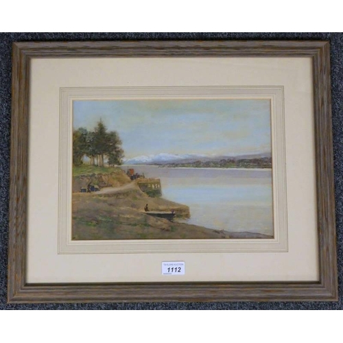 1112 - GEORGE HOUSTON,  LOCH FYNE,  SIGNED,  FRAMED WATERCOLOUR,  24 X 34 CM