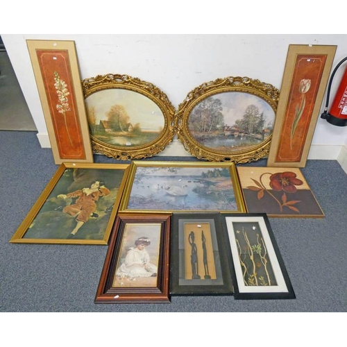 1123 - SELECTION OF VARIOUS FRAMED PICTURES, LARGEST 46 X 74 CM