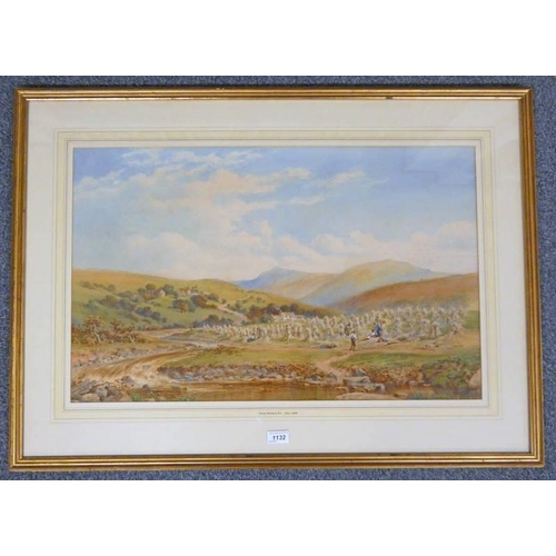 1132 - PHILLIP MITCHELL,  FARMYARD SCENE,  SIGNED,  GILT FRAMED WATERCOLOUR 46 X 73.5 CM